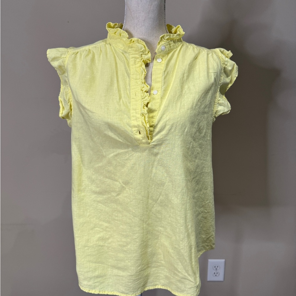 Yellow Ruffled Cap Sleeve Top